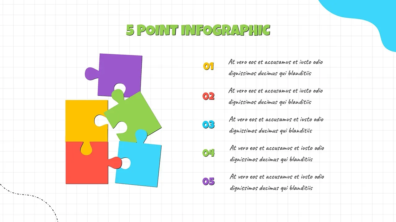 free 5 point puzzle infographic teachers templates for Google slides templates