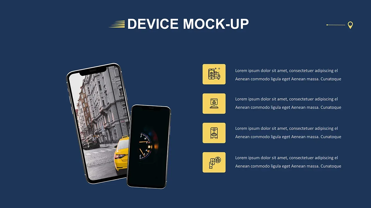 Device mock-up slide in free cab and taxi templates