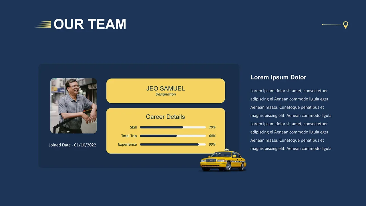 Our team slide in free cab and taxi templates