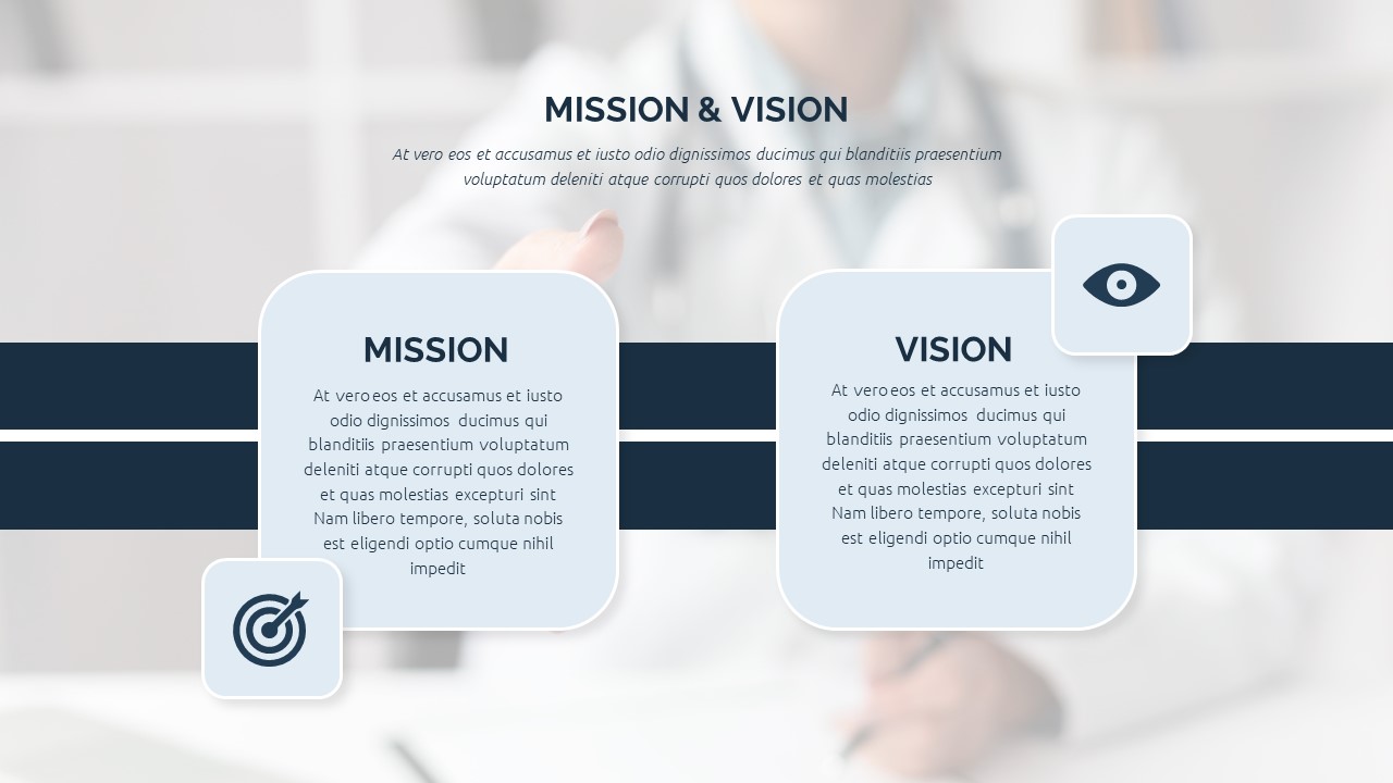 mission and vision in professional medical presentation templates for Google Slides