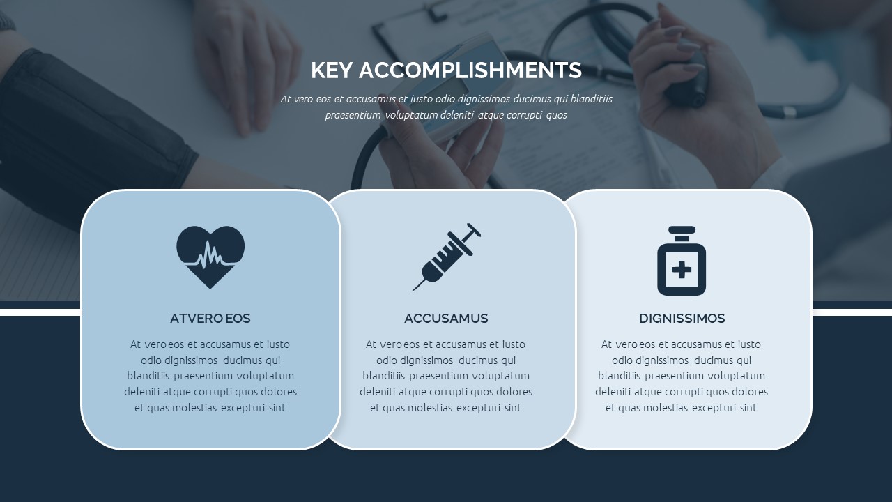 key accomplishments in professional medical presentation templates for Google Slides