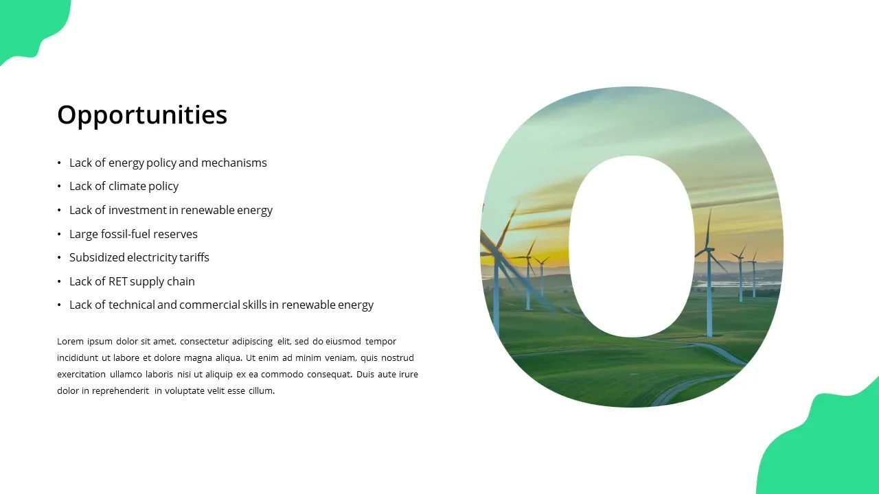 renewable energy google slides theme SWOT analysis template