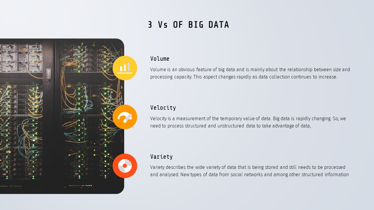 3 Vs of big data explanation template for google slides