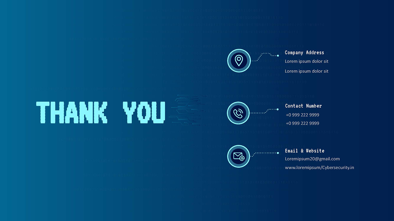 Thank you slide in cyber security presentation templates for google slides