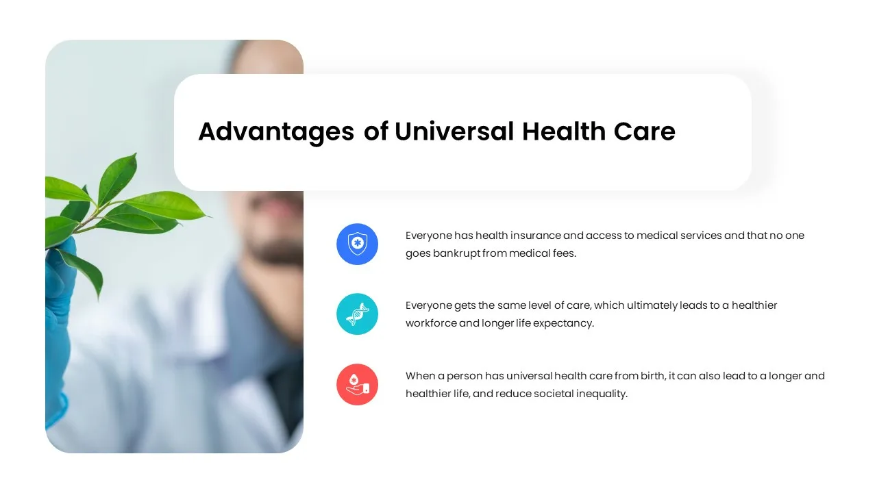 advantages of universal healthcare template for google slides