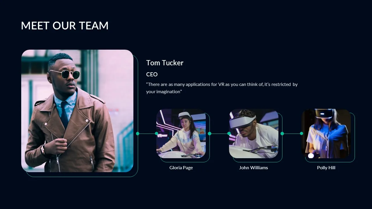 meet our team slide in VR and AR slide in Virtual Reality Templates for google slides