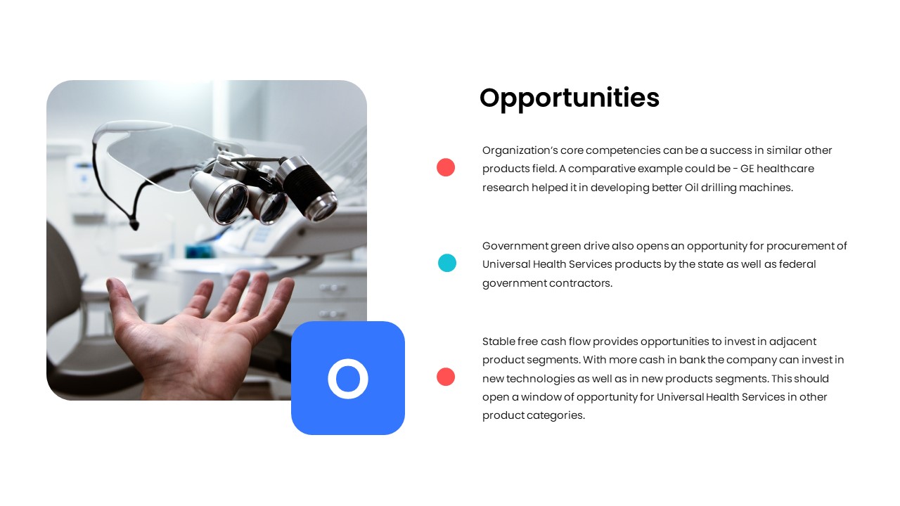 opportunities in SWOT analysis template of healthcare google slides theme
