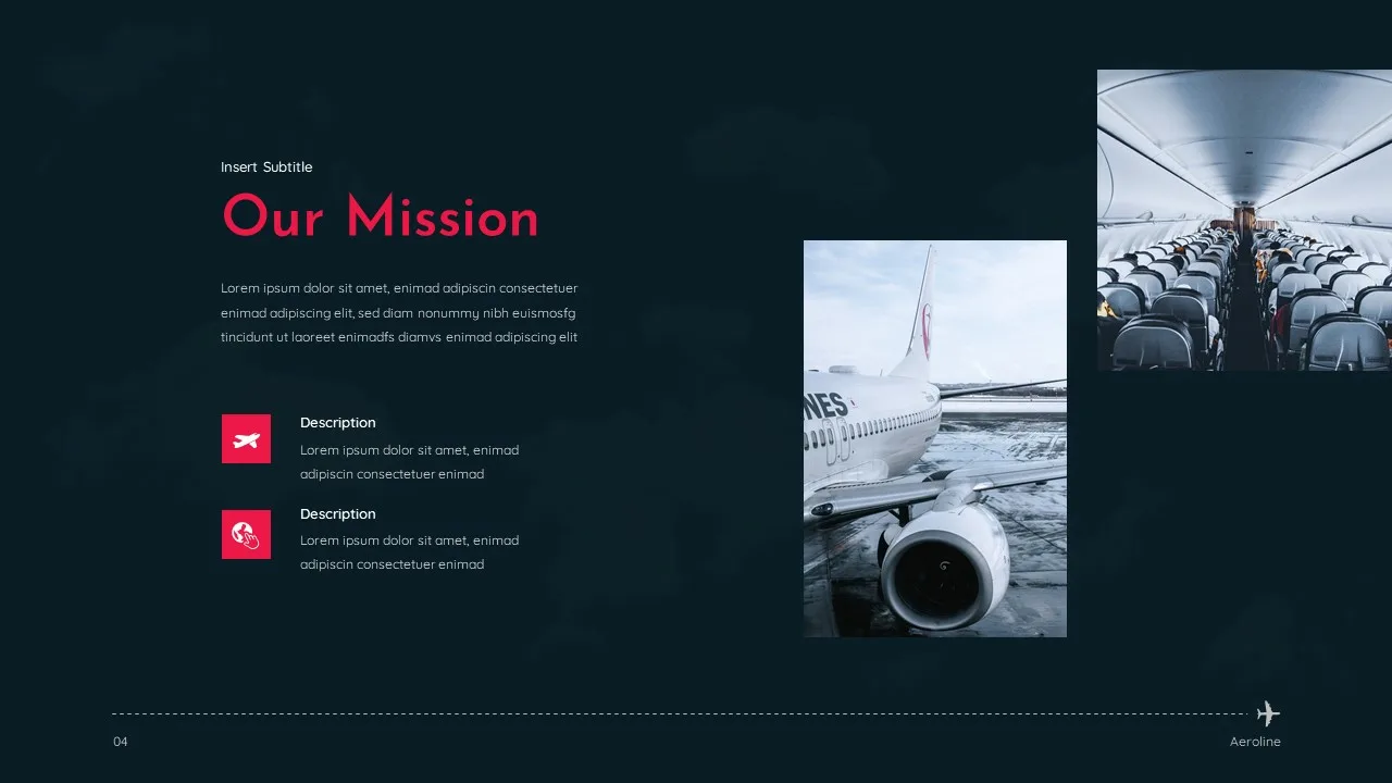 our mission slide in airplane presentation templates for google slides