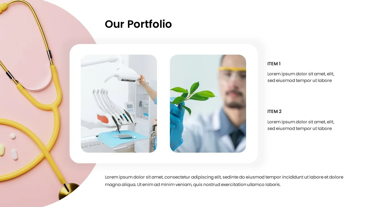 our portfolio template in medical theme google slides