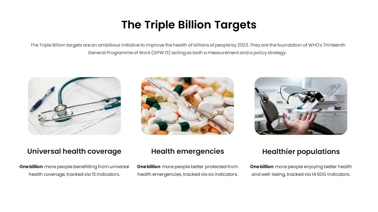 triple billion targets slide in healthcare google slides template