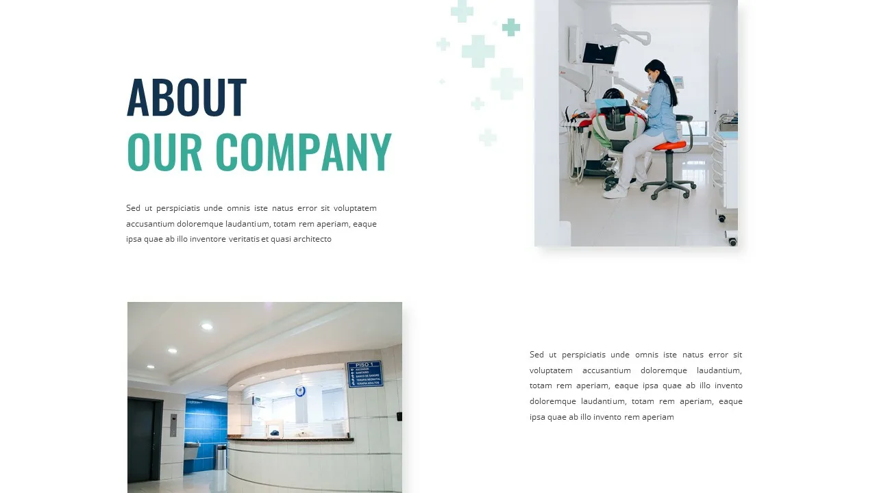 About Our Company Slide of Free Healthcare Presentation Theme for Google Slides