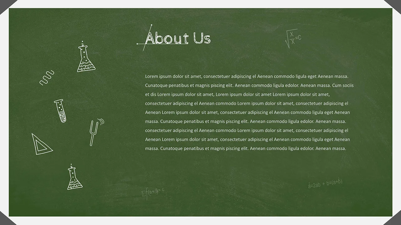 About Us Slide of Chalkboard Theme Google Slides Template