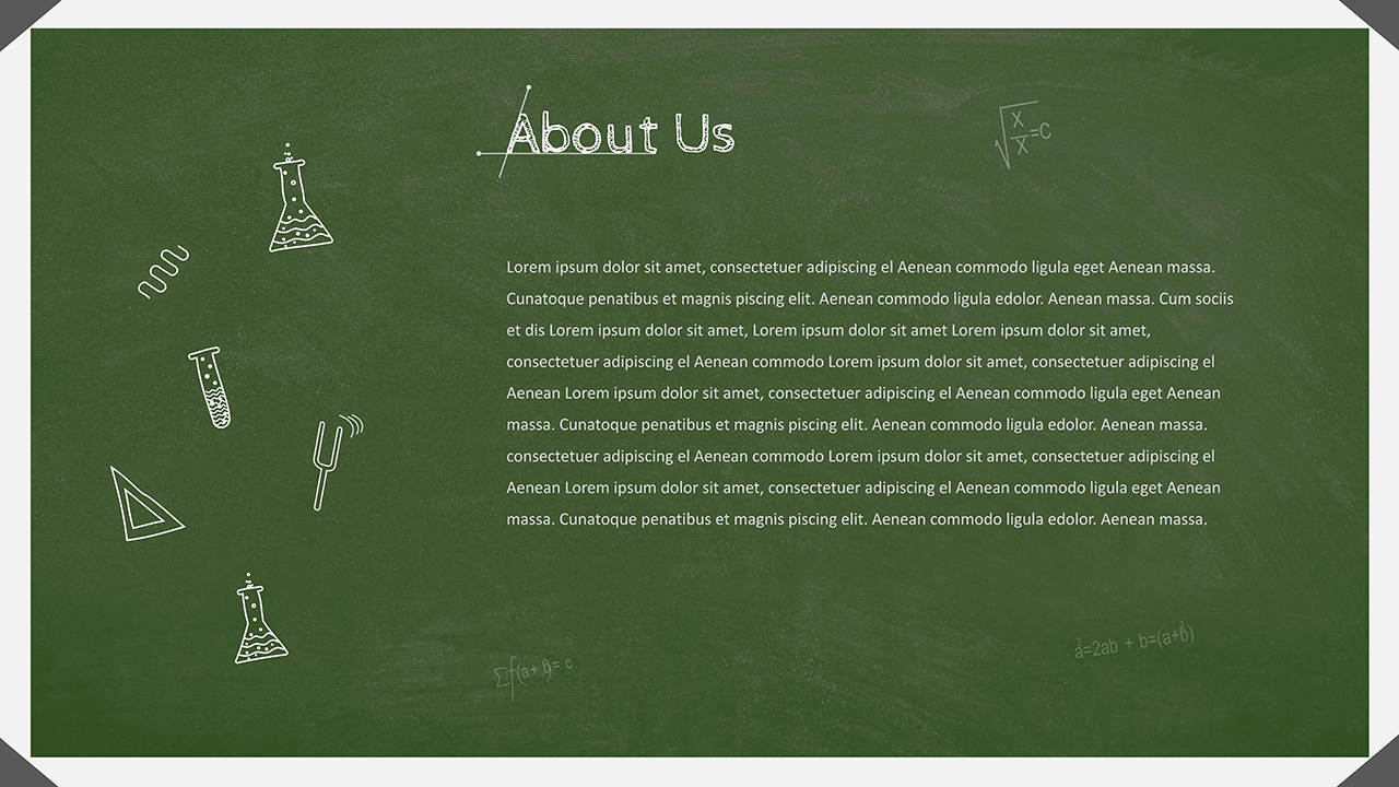 About Us Slide of Chalkboard Theme Google Slides Template