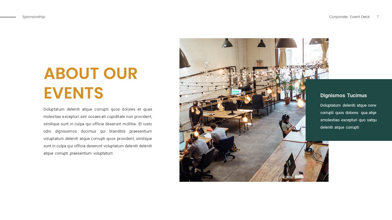 About our events slide for google slides sponsor presentation template