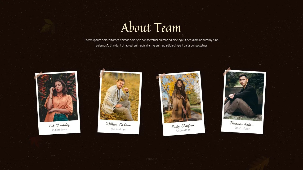 About team slide for Autumn presentation template for google slides