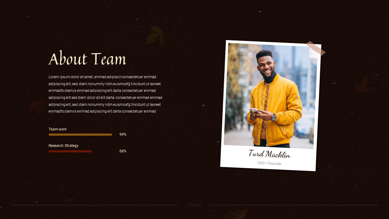 About the team slide for Autumn google slides template