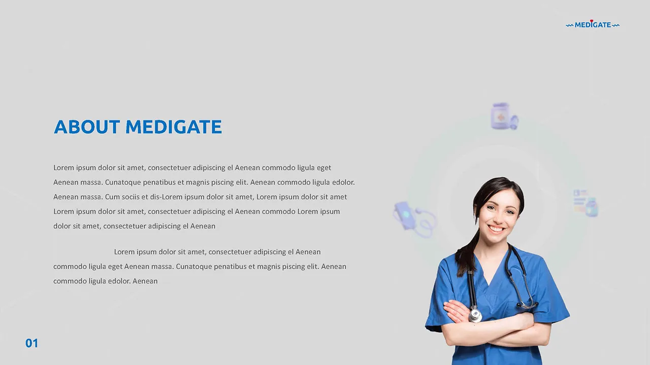 About us slide for Nursing presentation google slides template