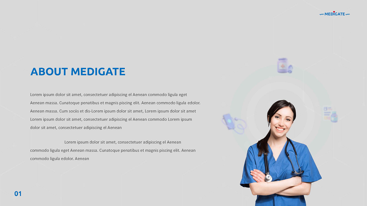 About us slide for Nursing presentation google slides template