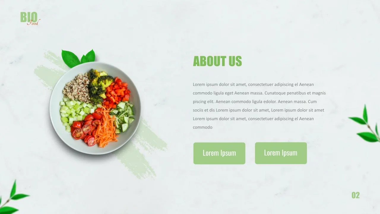 About us slide for Organic food google slides theme