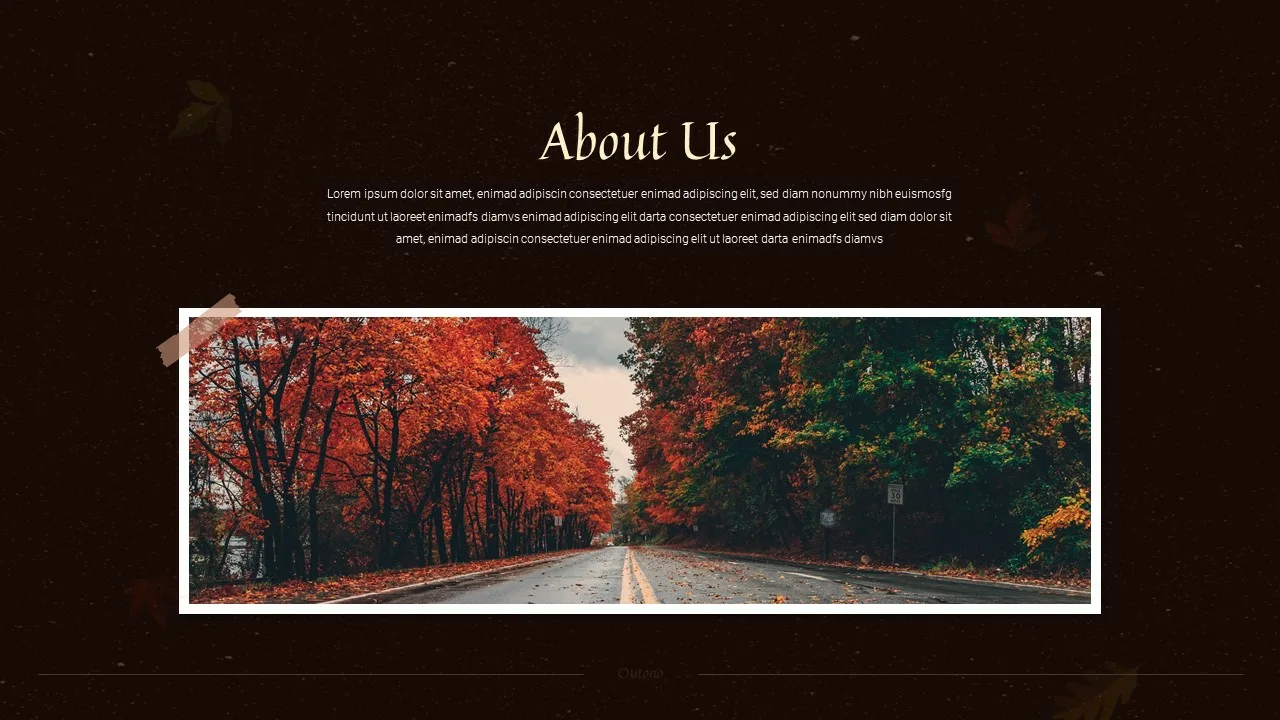 About us slide for autumn google slides template