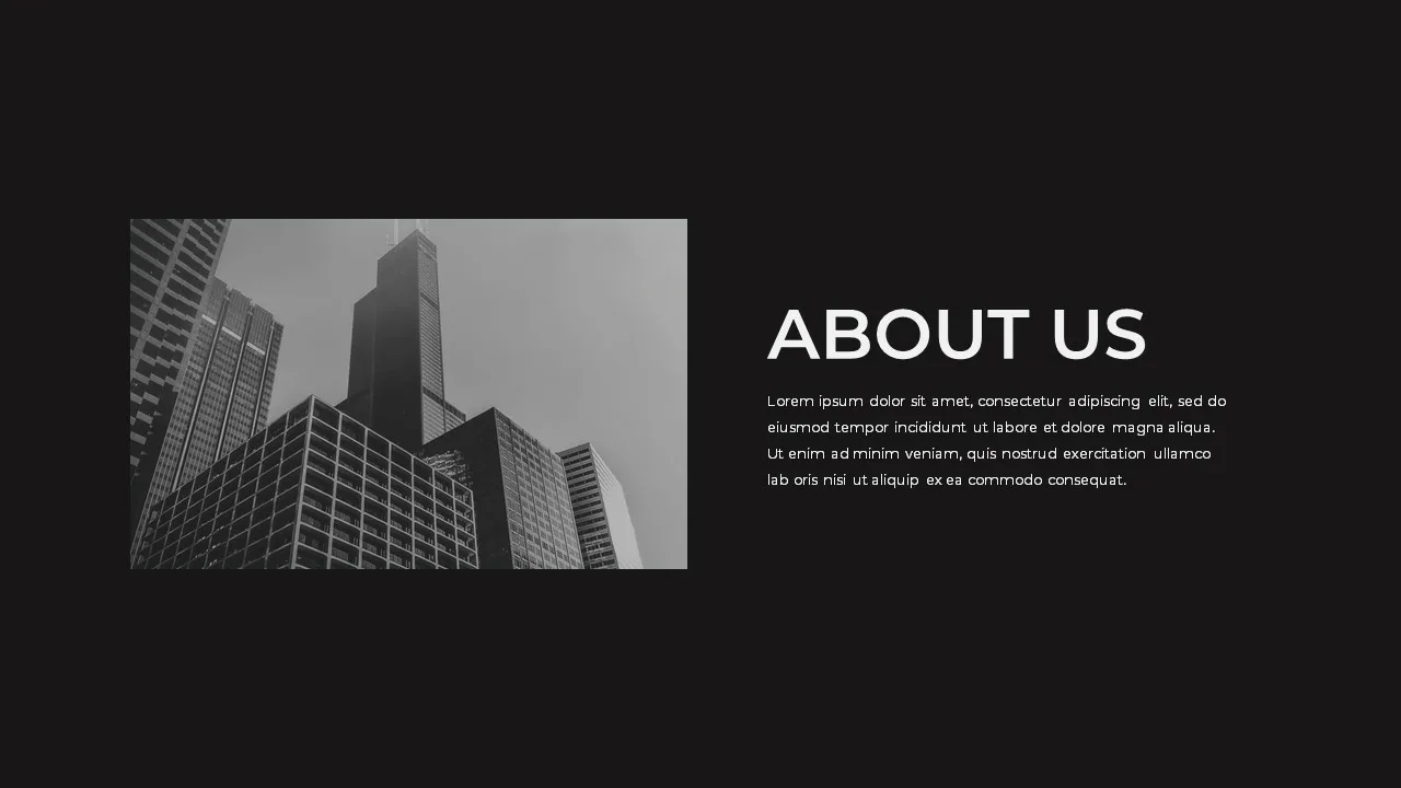 About us slide for monotone presentation template for google slides