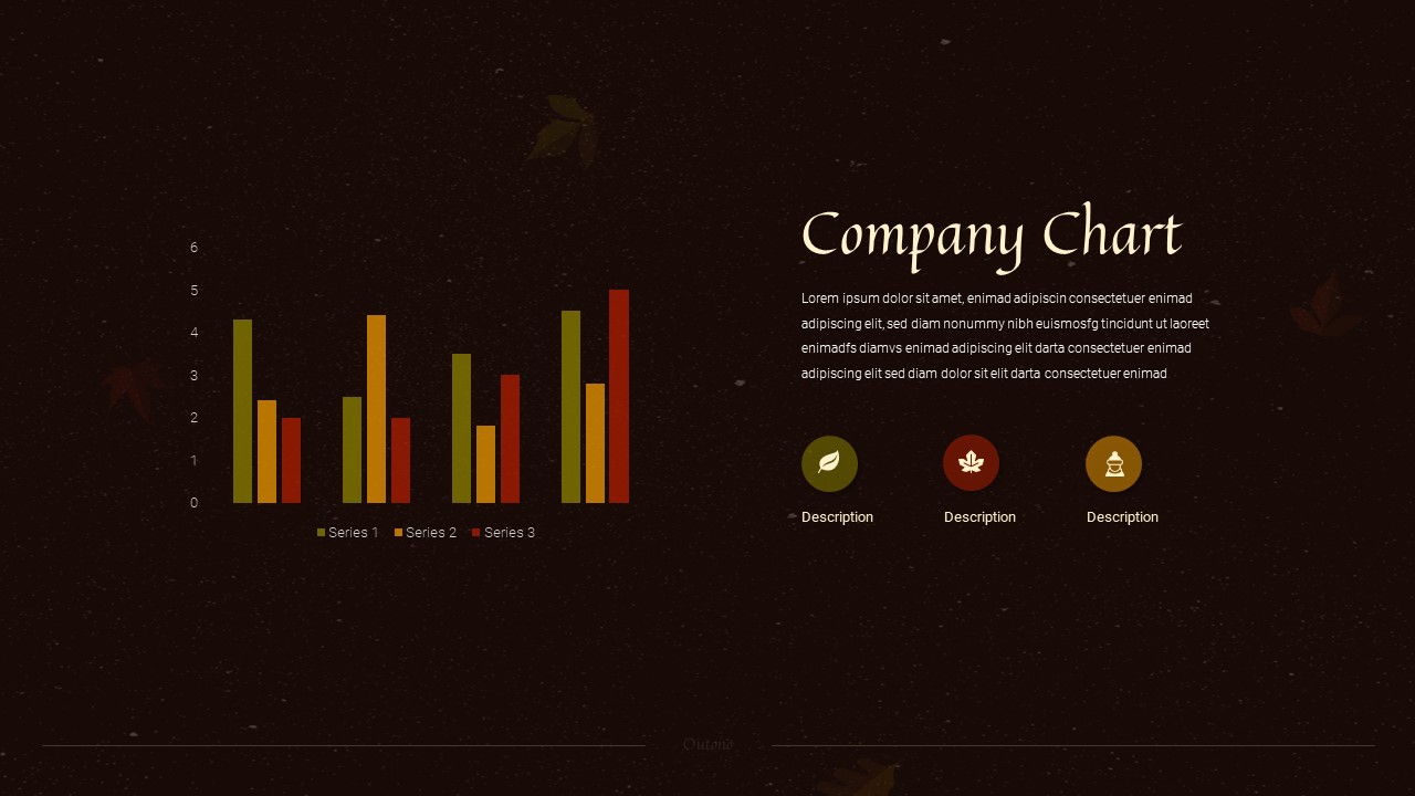 Autumn google slides template with chart to show company data