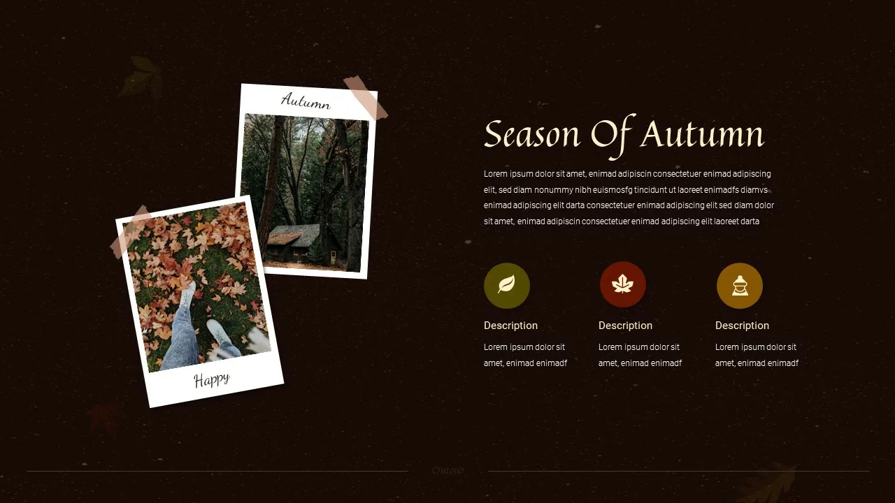 Autumn slides template with infographics for presentation