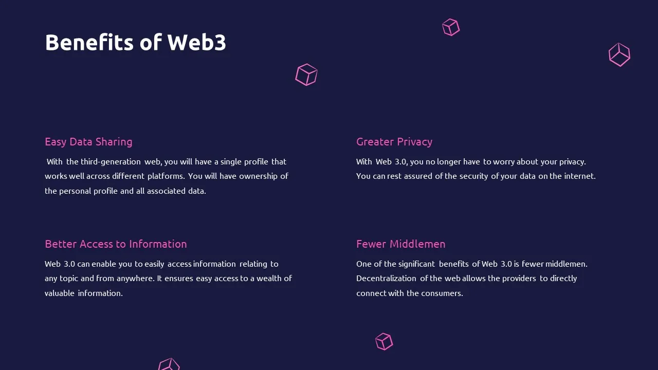 Benefits of Web 3 Slide of Free Web3 Presentation Template