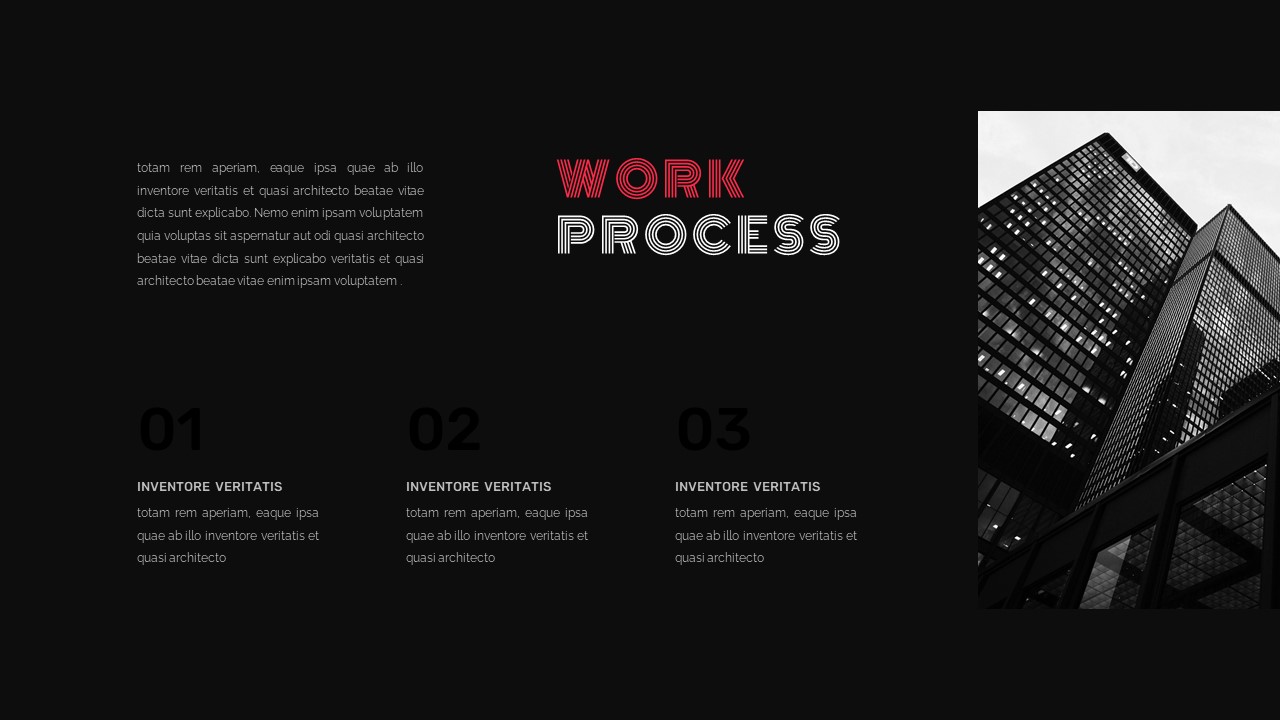 Black templates for google slides presentation for visualizing work processes