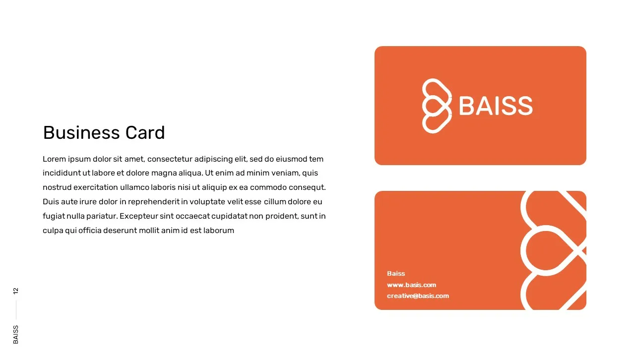 Business card design model theme for Free Brand presentation google slides template