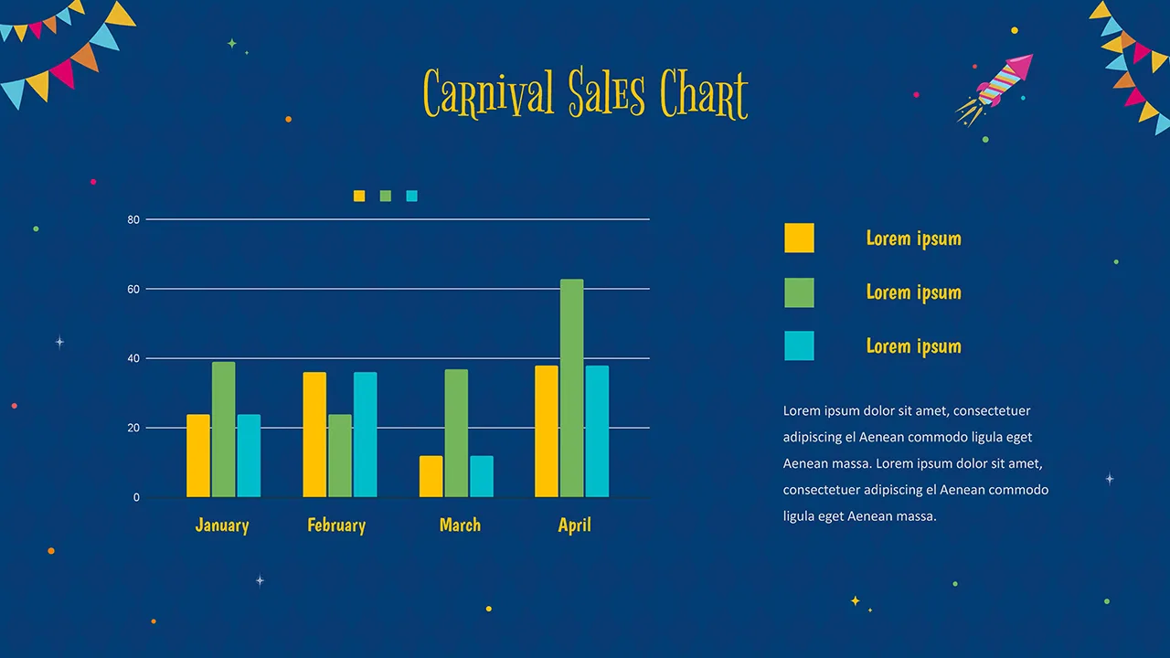 Carnival Slides Free Template with a Carnival Sales Chart