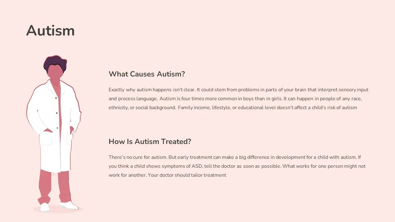 Causes of autism and treatment of autism slide for free mental health google slides theme template