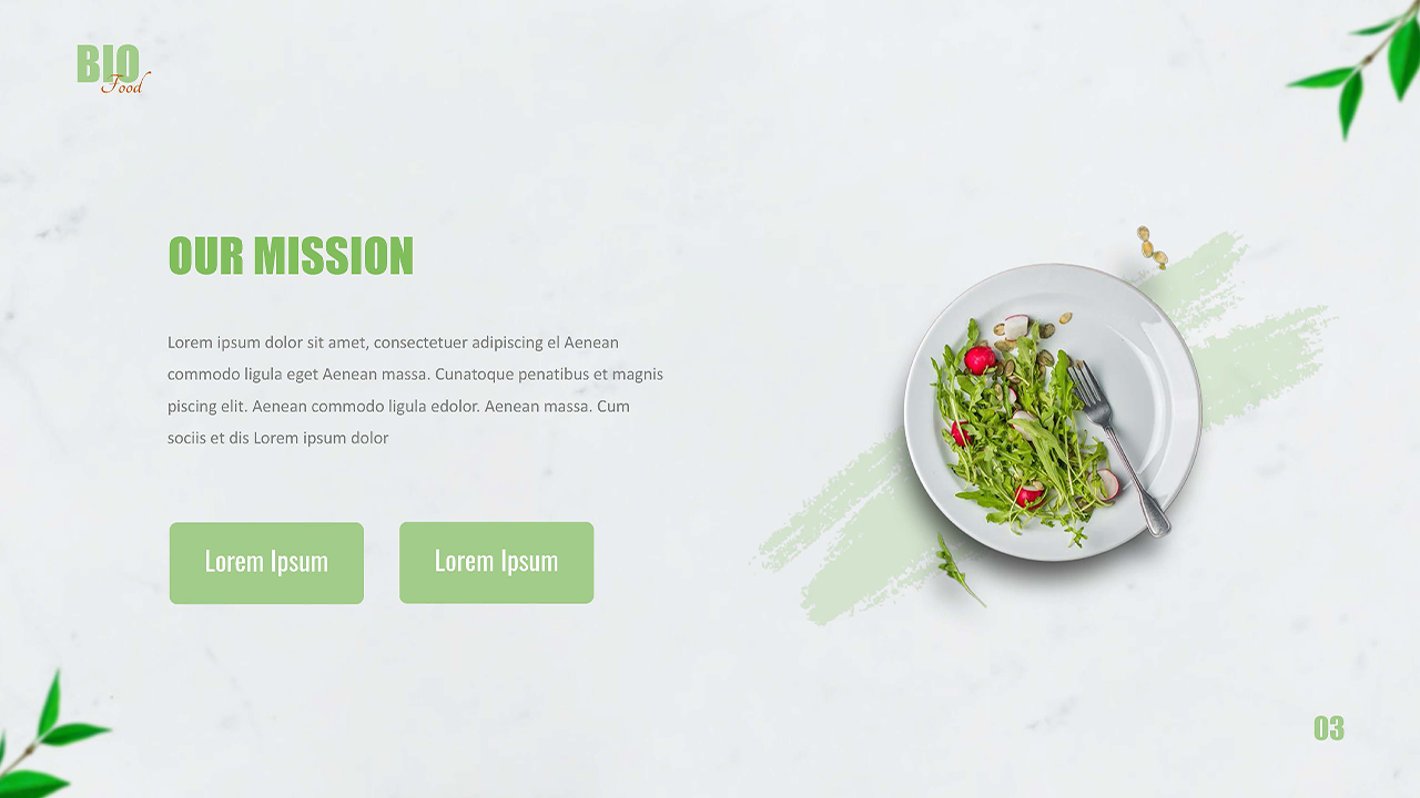 Company mission slide for organic food google slides template