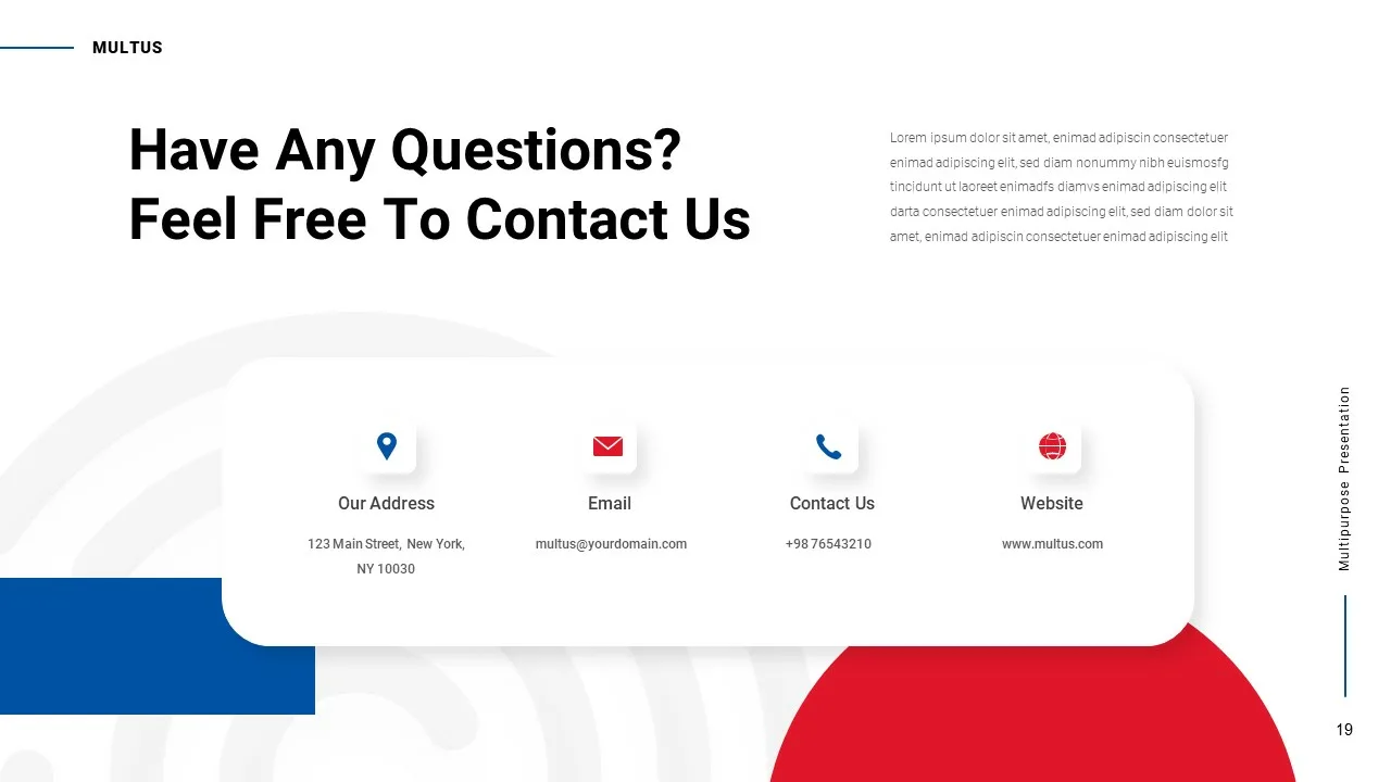 Contact us slide for multipurpose google slides presentation template