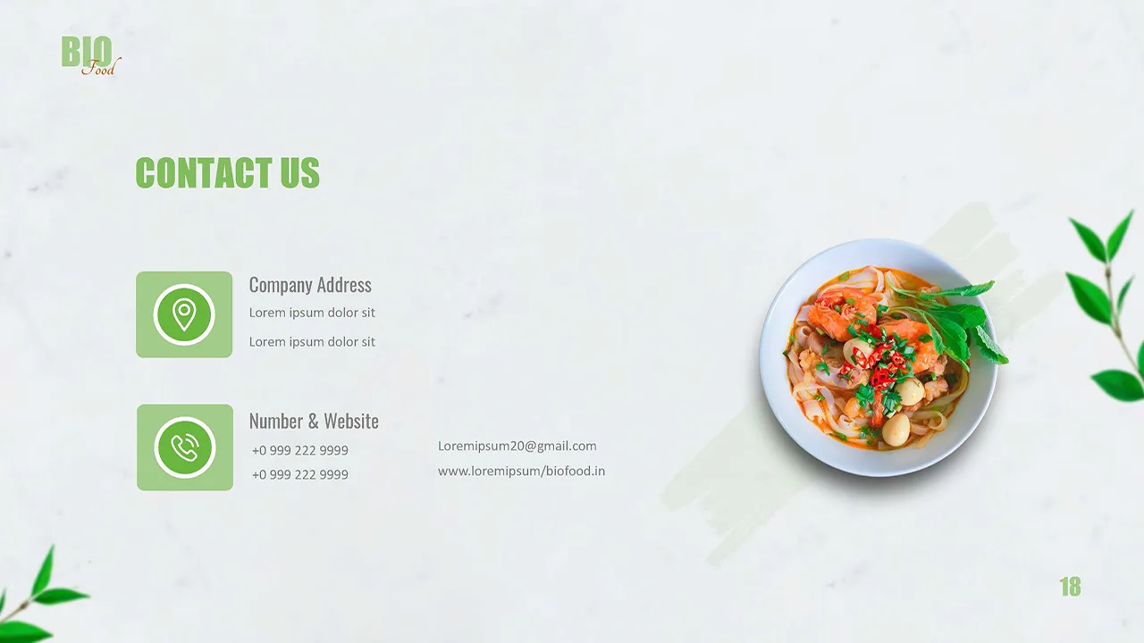 Contact us slide for organic food google slides theme template