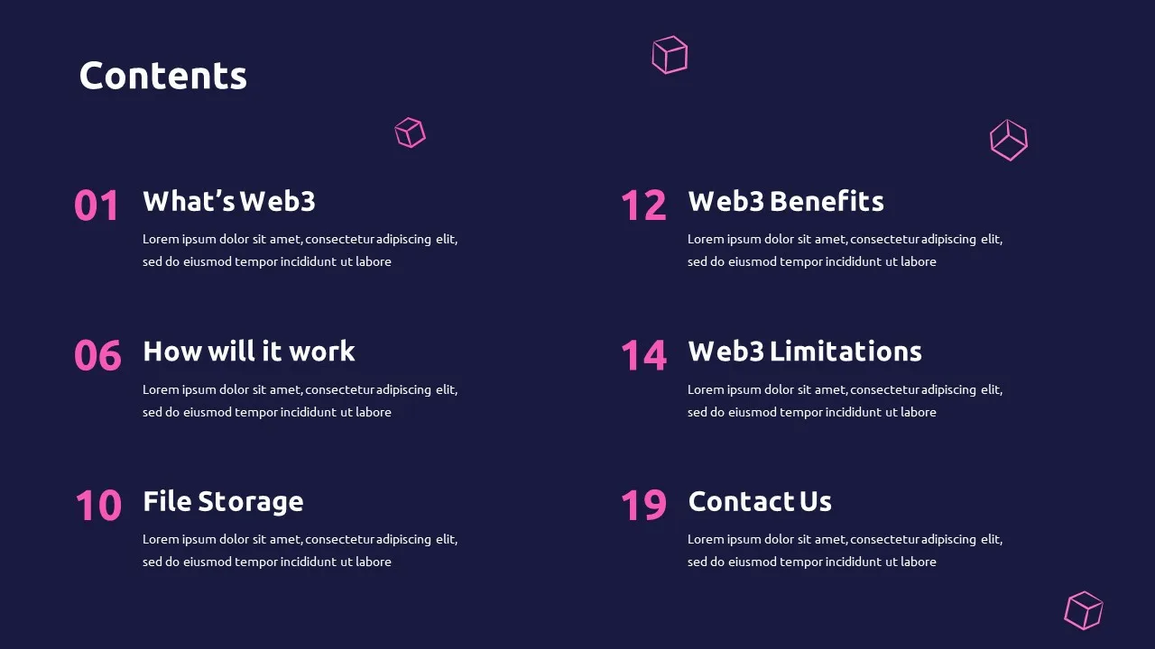 Content Slide of Free Web3 Presentation Theme for Google Slides