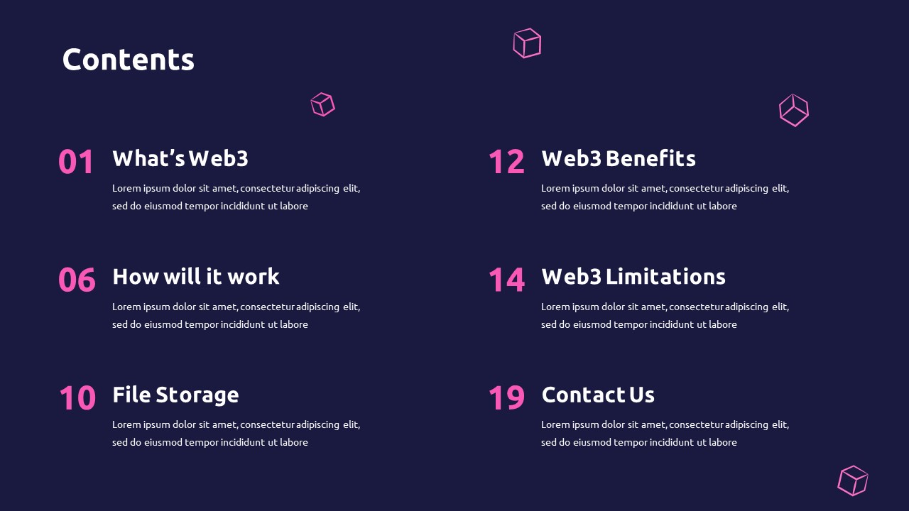 Content Slide of Free Web3 Presentation Theme for Google Slides