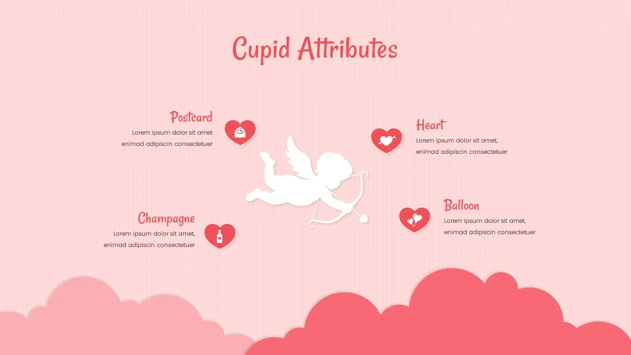 Cupid Attributes Slide of Free Google Slide Valentine Theme