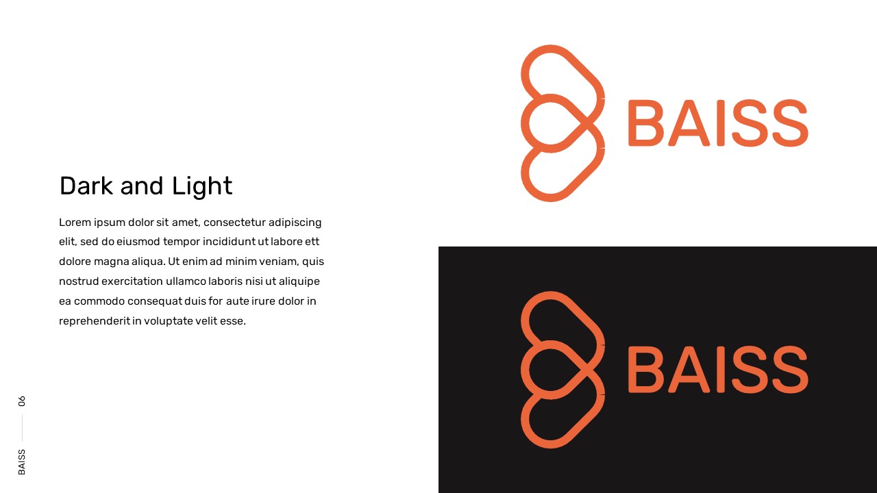 Dark and light theme logo design for google slides brand presentation templates