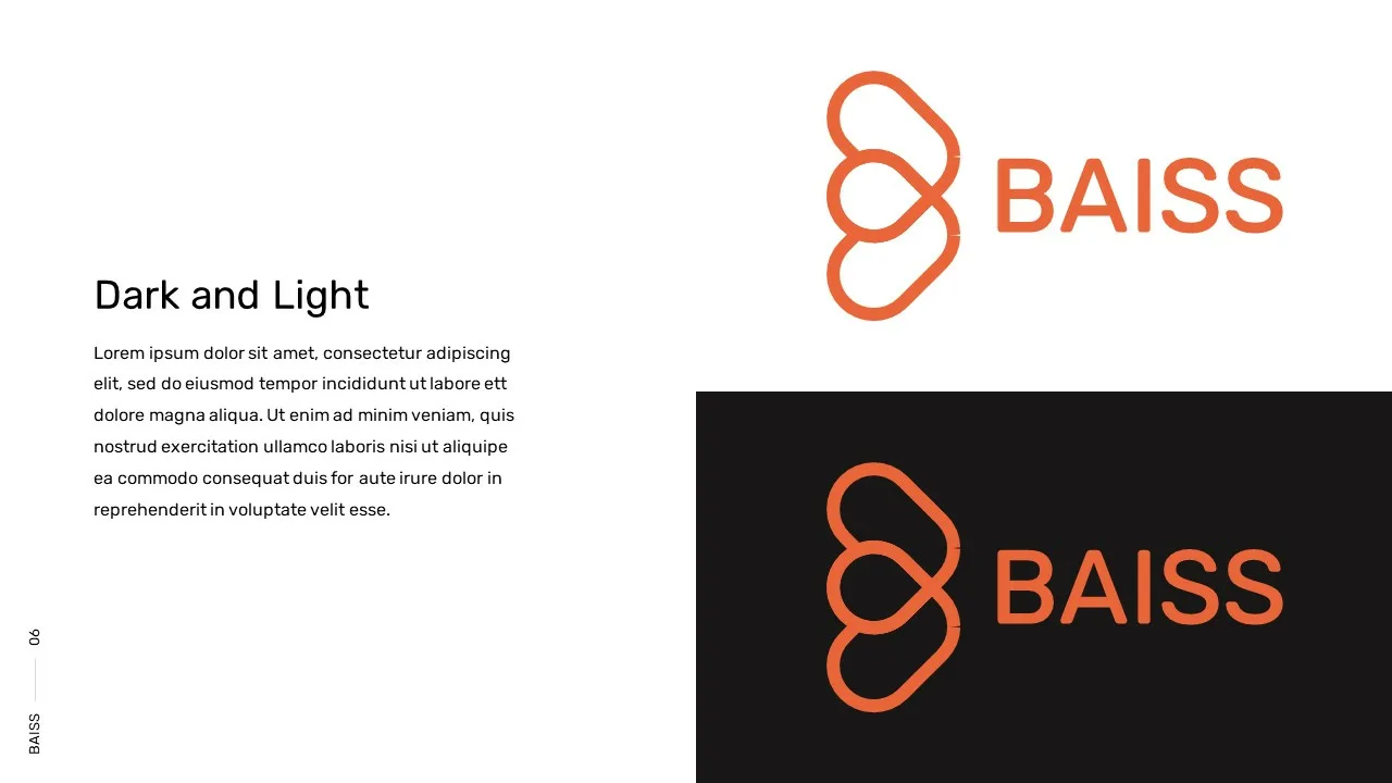 Dark and light theme logo design for google slides free brand presentation templates