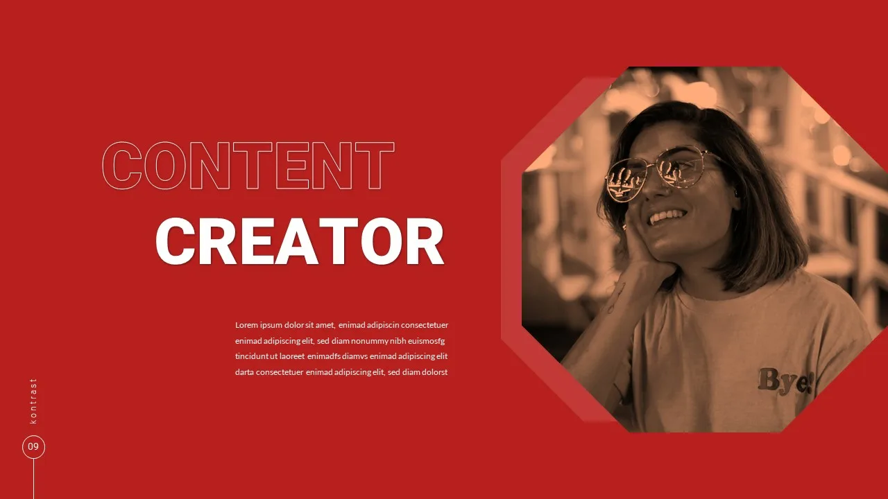 Digital marketing presentation google slides template for introducing content creator