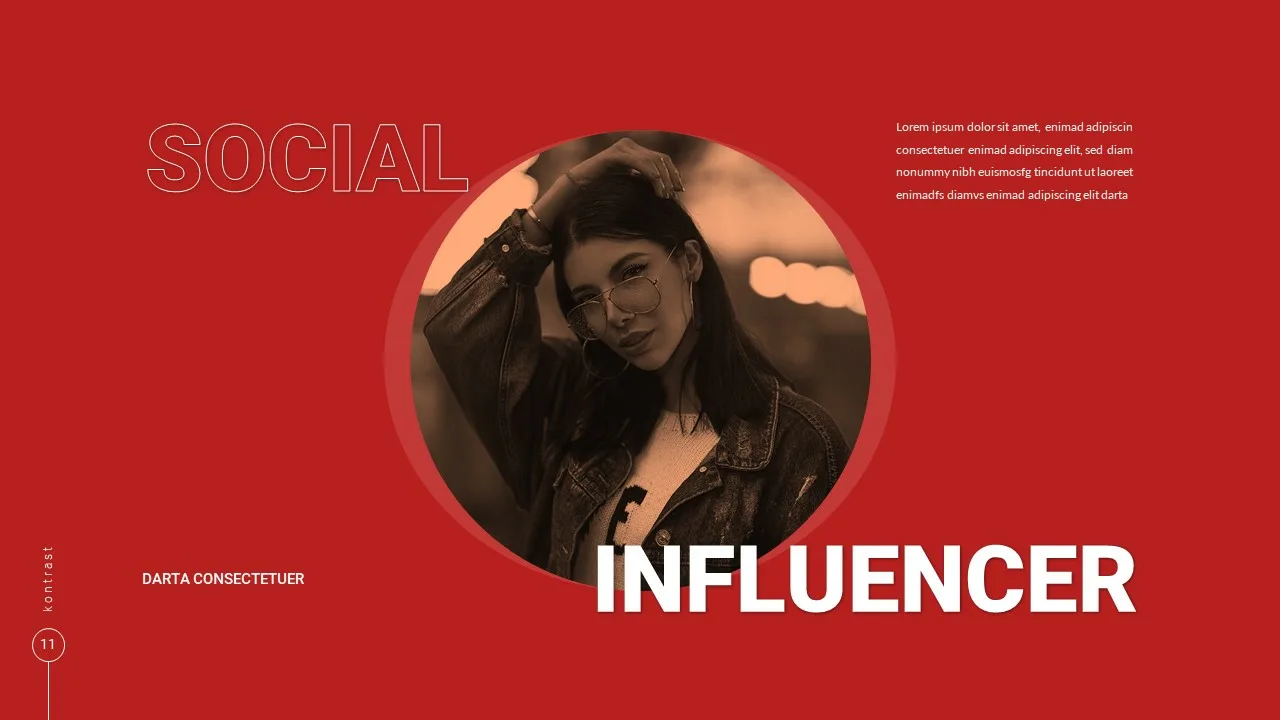 Digital marketing presentation google slides template for introduction of social influencer