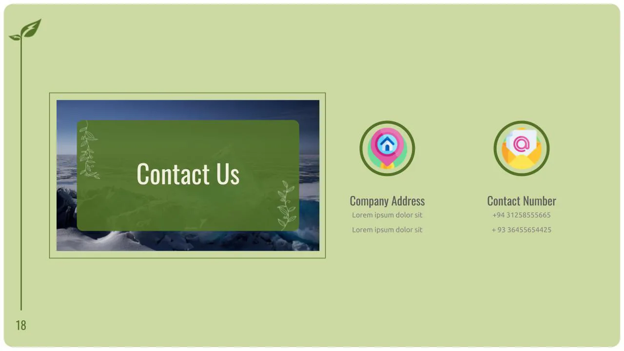 Environment Google Slides Theme Contact Us Slide