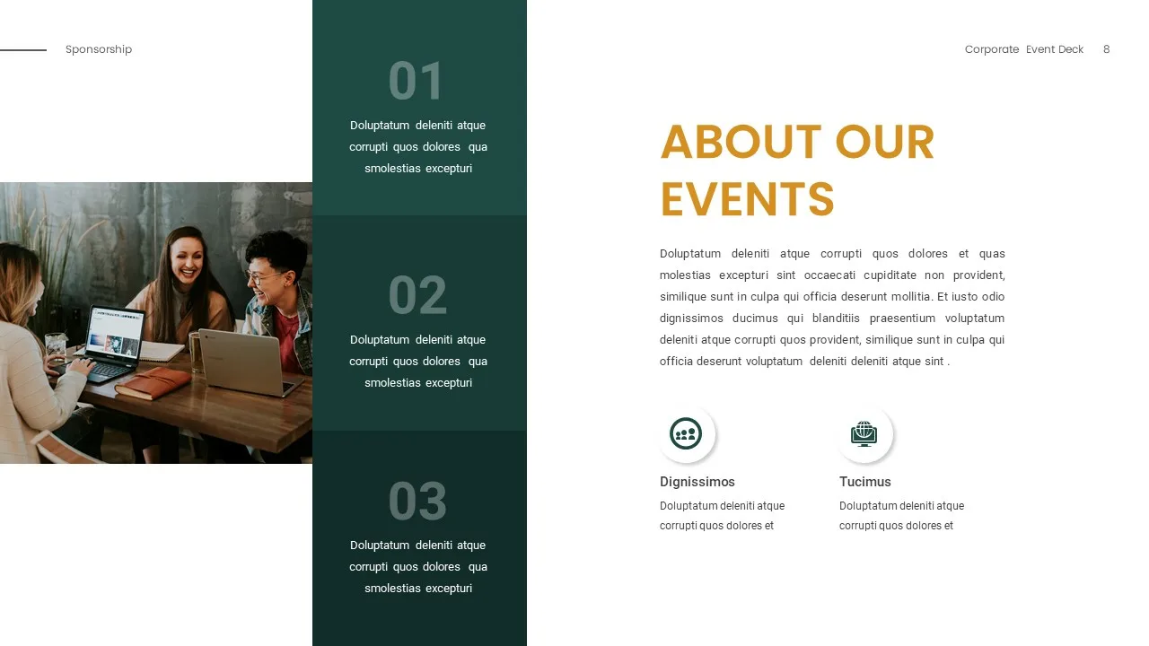 Event details slide for sponsorship google slides template