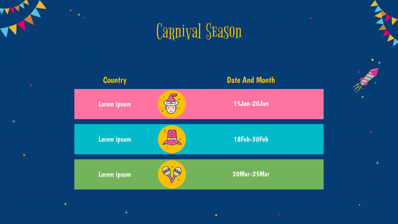 Free Carnival Presentation for Google Slides Carnival Event Details Slide