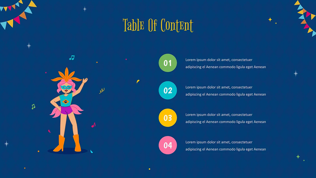 Free Carnival Slide for Google Slides Table Of Content Slide