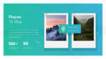 Free Google slides travel theme with details of the places to stay