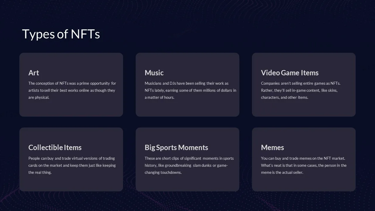 Free NFT google slides themes types of NFT slide