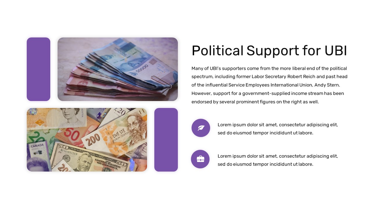 Free Universal Basic Income Presentation Political Support for UBI Slide