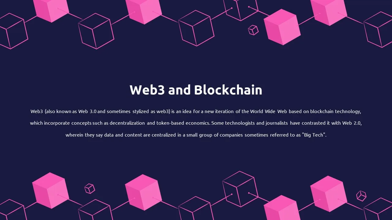 Free Web 3.0 and Blockchain Difference Slide for Presentation